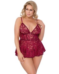 Cottelli Babydoll & Slip Ouvert - Rood