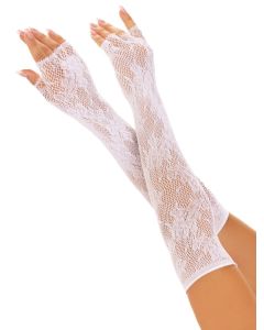 Leg Avenue Floral Net Vingerloze Handschoenen - Wit