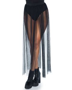 Leg Avenue Multi Slit Sheer Rok - Zwart