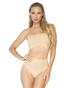 Leg Avenue Naked Bandeau Top en Hoge Taille Slip - Nude